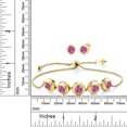 thumbnail image 2 of Gem Stone King 18K Yellow Gold Plated Silver Bracelet for Women Pink Round Moissanite (5.60 Cttw), 2 of 2