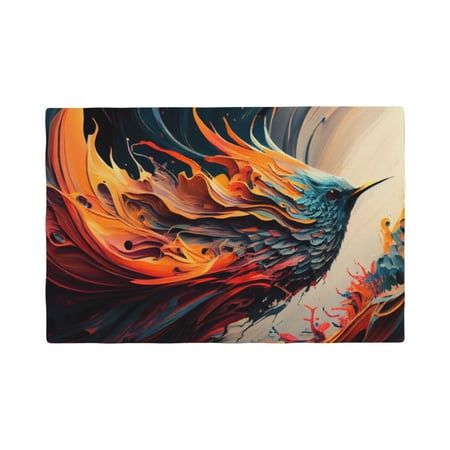 

Table Placemats Set of 4 - Dynamic Fire Bird Art 12x18 In Faux Linen Double Heat Resistant Place Mats Cloth Indoor/Outdoor Placemats Washable Table Mats for Dining Kitchen Party