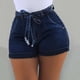 thumbnail image 4 of Pantalones cortos de mezclilla para mujer Pantalones cortos ajustados Pantalones calientes de cintura alta Elástico lavado, azul oscuro, XXXL Sweethay AP1049-24B, 4 of 7