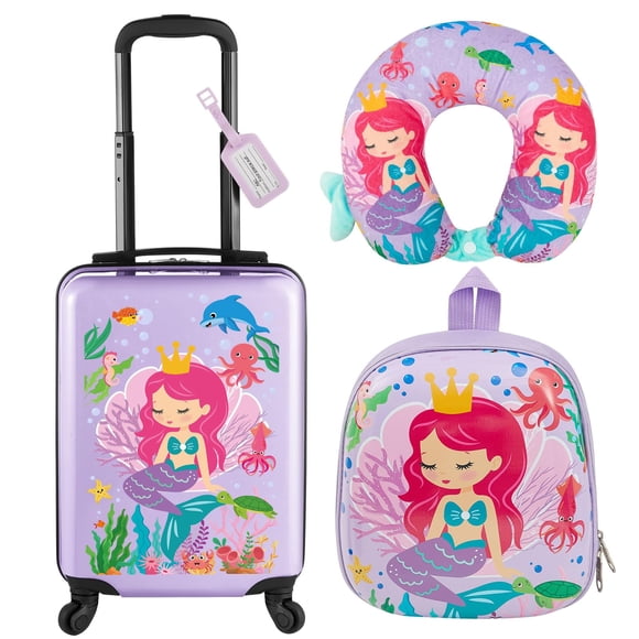 Set de equipaje Sanwuta Mermaid de 43 cm con almohada para maleta y mochila