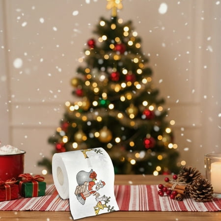 Christmas Chimney Themed Toilet Paper 2-Ply Soft Bath Tissue for Home Bathroom Restaurant Use Rapid Dissolving Septic Safe (White)
