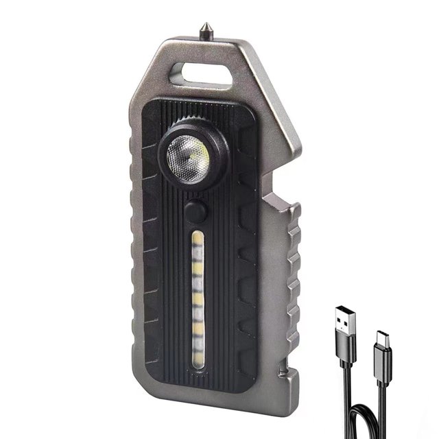 Luz de trabajo portátil COB LED 400mAh Ndcxsfigh Silbato Llavero táctico Antorcha