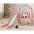 thumbnail image 4 of XJD 4-in-1 Toddler Slide and Swing Set, Kids Indoor Outdoor Playset with Basketball Hoop, Backyard Playground for Toddlers 1-3 Years Old, Pink, 4 of 11