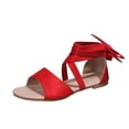 thumbnail image 2 of Chanclas de verano para mujer, sandalias de vendaje de color, zapatos de playa planos informales para mujer Wmkox8yii nm10794, 2 of 7