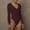Wine #1, variant on Bodysuit for Women One-Piece Fashion Sexy Basics Versatile Solidleisure Long Sleeve Sexy Basics Versatile Solid Color Fashion Round-neck Tight Jumpsuit Shapewear Bodysuit Black L