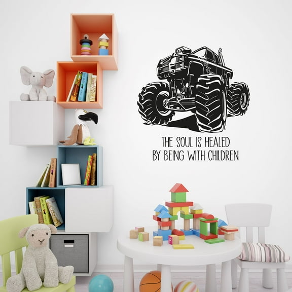 Soul Is Healed Quote Quotes Monster Truck Toy Car Wall Sticker Art Decal for Girls Boys Room Bedroom Nursery Kindergarten House Fun Home Decor Stickers Wall Art Vinyl Decoration Size (10x10 inch)