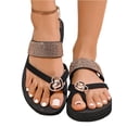 thumbnail image 3 of Womens Slip On Walking Shoes, Platform Flip Flop Rhinestones Glitter Wedge Arch Support Sandals Comfortable Soft Cushion Wedge Flip Flops Slides Beach Thong Sandals for Wedding Bride, Black 8, 3 of 8