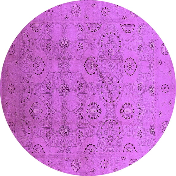 Ahgly Company Indoor Round Oriental Purple Industrial Area Rugs, 8' Round