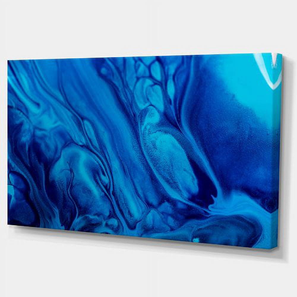 Designart 'Dark Blue Abstract Acrylic Paint Mix ' Abstract Art on Canvas
