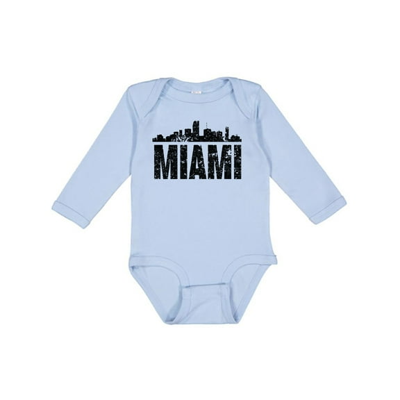 Inktastic Miami Skyline Grunge Boys or Girls Long Sleeve Baby Bodysuit
