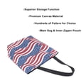 thumbnail image 3 of Open Top Canvas Tote Bag with Zipper Reusable Shopping Bag 13.5x15" Roomy Carryall Flags Wave Pattern, 3 of 9