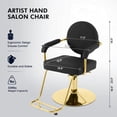 thumbnail image 2 of Artist Hand Salon Chair Hydraulic Barber Chair 360 Degree Swivel Black Gold, 2 of 9