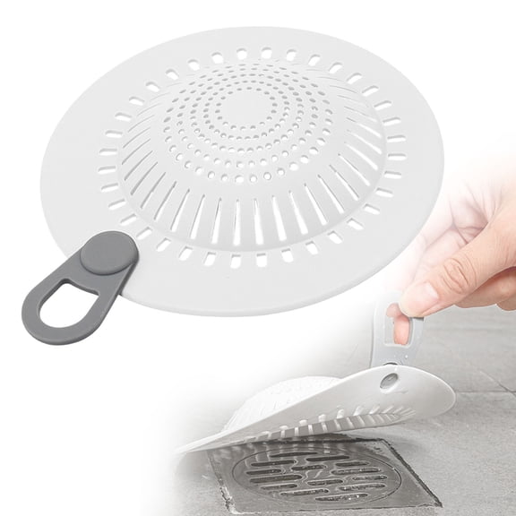 1Pack Silicone Drain Hair Catcher for Shower and Bathtub, Raised Dome Design, No Tools Needed, Fits Flat & Pop-Up Drains, 5.9" Wide, Easy to Clean, Anti-Clog Cover (White)