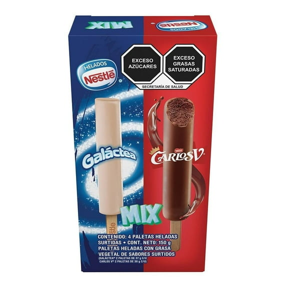 Paletas heladas Nestlé Mix Galáctea y Carlos V 150 g