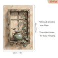thumbnail image 6 of Rustic Weathered Wooden Window Frame with Green Ceramic Vase and Bird, 8x12 Inches Metal Wall Art Painting for Home Decor, 6 of 7