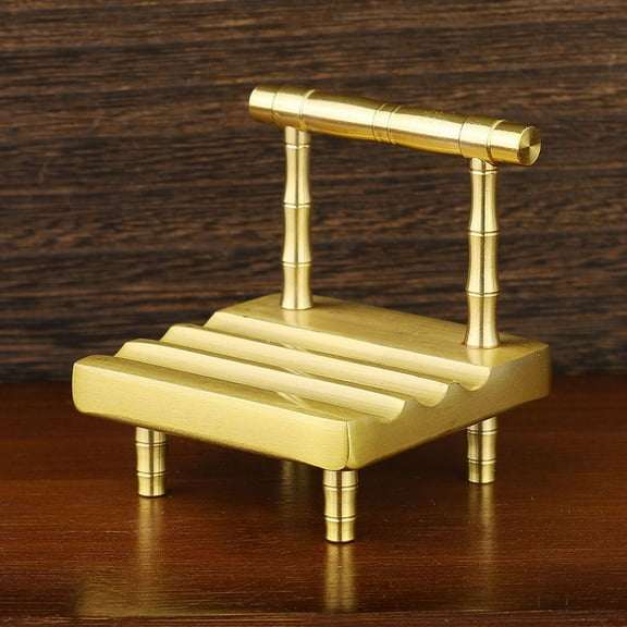 OUNONA  Brass Phone Holder Shape Desk Stand Cellphone Travel Golden