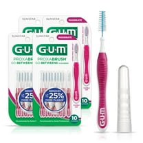 GUM Proxabrush Go-Betweens - Moderate, Interdental Brushes, Soft Bristled Dental Picks, 10 Count (4pk)