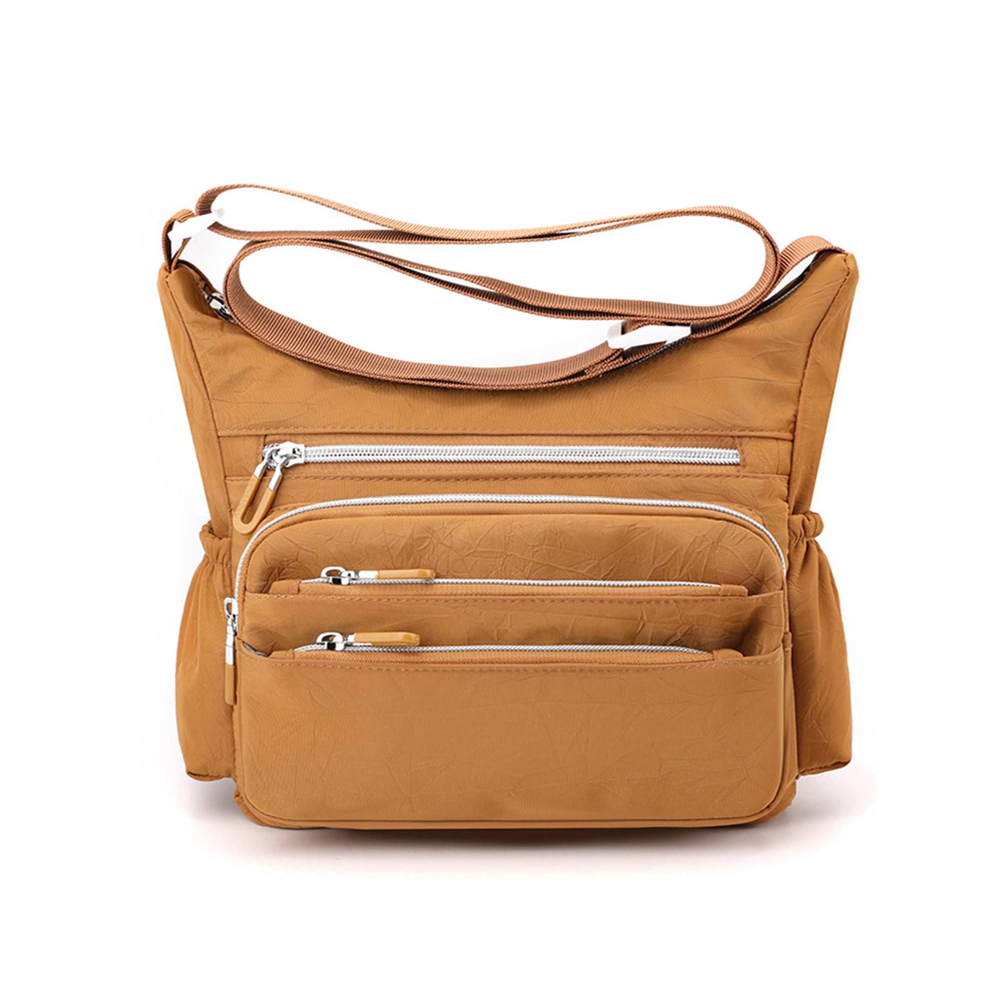 Black nylon bag with brown leather straps sale