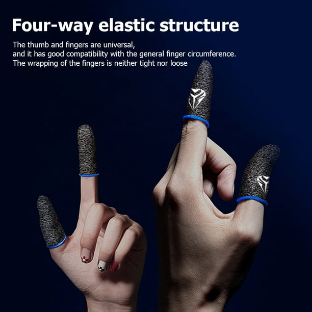AMNHDO 1 Pair Finger Sleeve for PUBG Breathable Sweatproof Fingertip Cover (Blue)