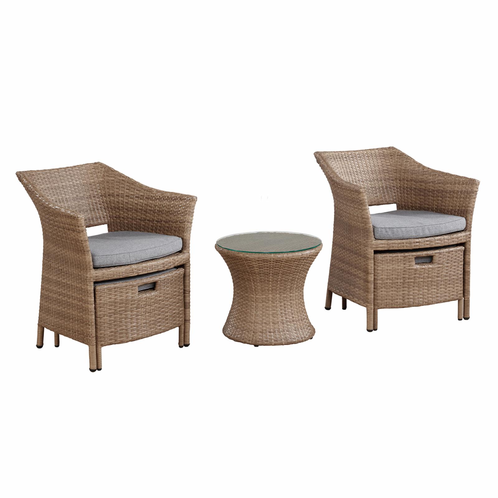 Kokoli All-Weather Conversation Set with Set of 2 Chairs with Ottomans and 17"H Accent Table - image 3 of 9