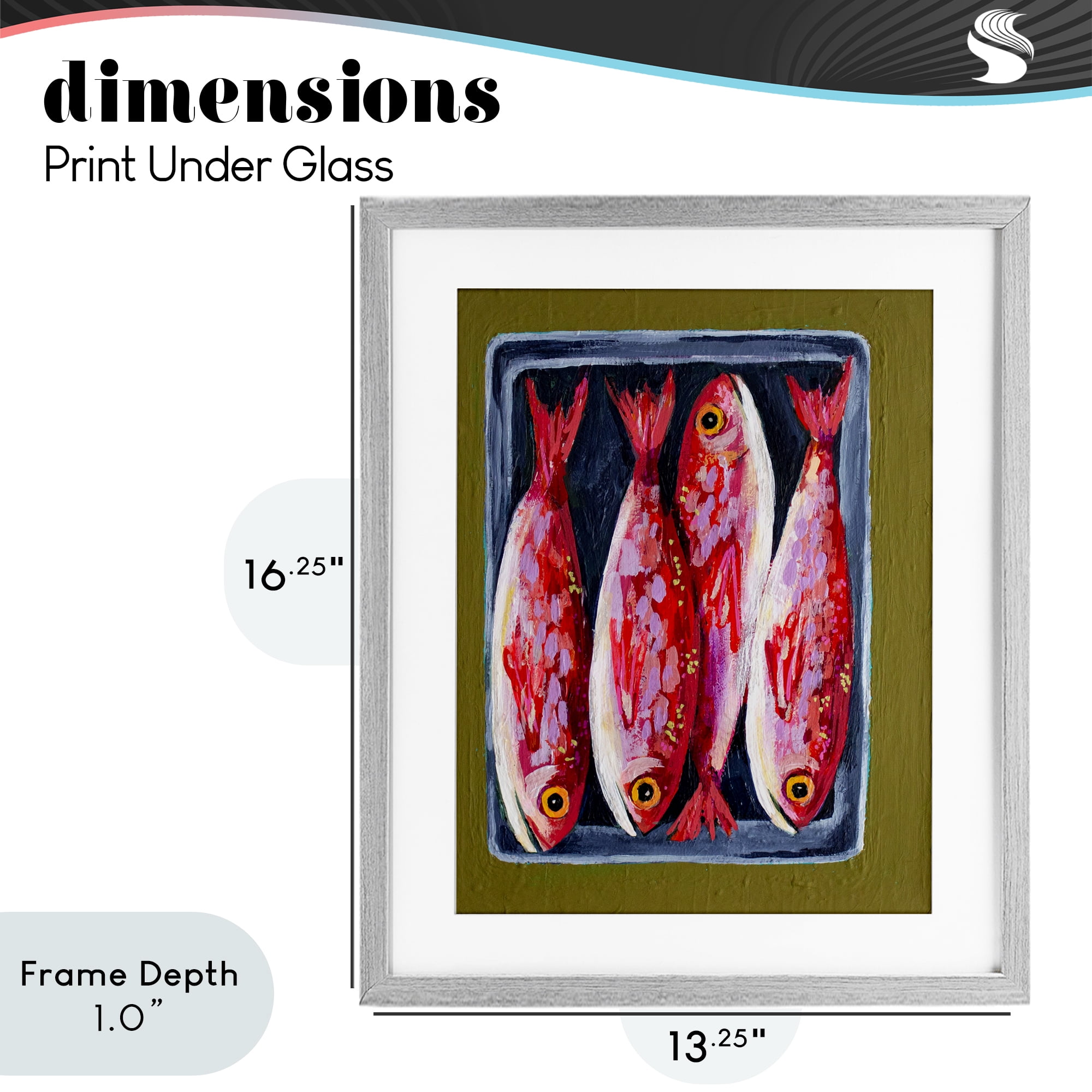 Stupell Industries Red Fish on a Platter Gray Framed Print Under Glass, design by Rachel Nerney