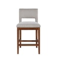 thumbnail image 5 of LonKwa Light Gray Upholstered Counter Height Bar Stool with Brown Wooden Legs, Padded Kitchen Island Seating with Metal Stud Trim, 1 Piece, 5 of 8