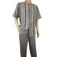 thumbnail image 3 of Men Silversilk 2pc Walking Leisure Matching Suit Italian Woven Knits 71032 Gray, 3 of 11