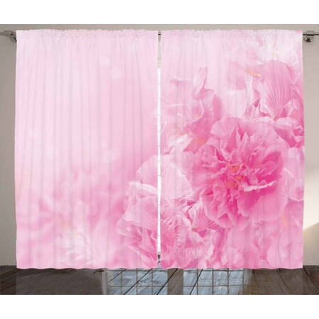 Light Pink Curtains 2 Panels Set Spring Flowers Close Up Florets