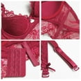 thumbnail image 5 of Women Push Up Embroidery Bras Set Lace Lingerie Bra and Panties and and High Waist Panty 3 Piece, 5 of 5