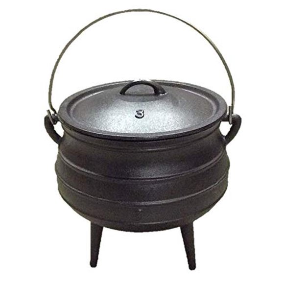 Cuisiland - Olla de caldero Potjie de hierro fundido de 8.5 cuartos con tapa y 3 patas, olla de foga