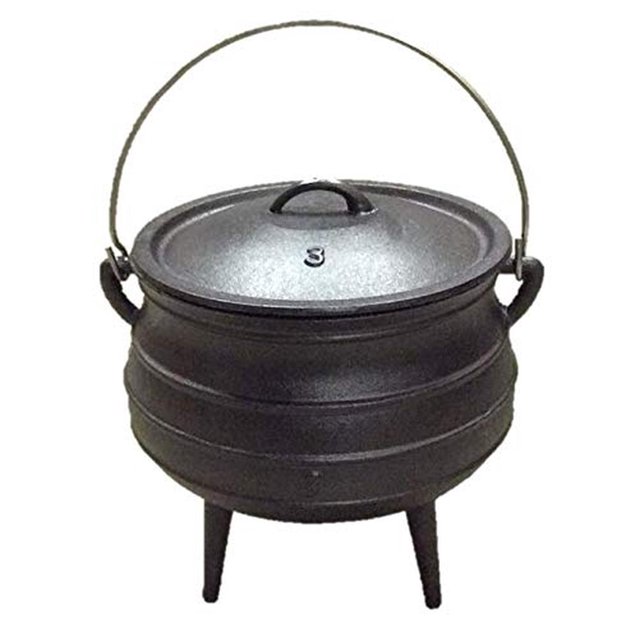 Cuisiland - Olla de caldero Potjie de hierro fundido de 8.5 cuartos con tapa y 3 patas, olla de foga