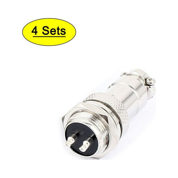 Unique Bargains 4 Sets  Joint Aviation Connector Male Female Plug GX16-2 16mm 2 Pin