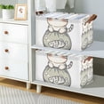 thumbnail image 2 of Yayeee Foldable Storage Basket for Shelves with Handles Set of 2 Waterproof Cloth Bins, Green Cute Cat, 2 of 7