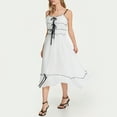 thumbnail image 4 of Gupgi Femmes Longue Robe Cami Tie-Up Bretelles Spaghetti Sans Manches Volants Robe d'Été Casual Slip Robes, 4 of 9