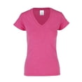 thumbnail image 1 of Playera Cuello V, para Dama, Color Fucsia Jaspe, 50% Algodón-50% Poliéster,, 1 of 3