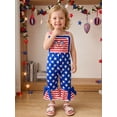 thumbnail image 4 of BemeyourBBs Toddler Baby Baby Girl 4th of July Outfit Patriot Independent Day Romper Overalls Summer Clothes Sleeveless Stars and Stripes Print Jumpsuit Bell Bottoms Baby Girl Fourth of July Outfit, 4 of 9