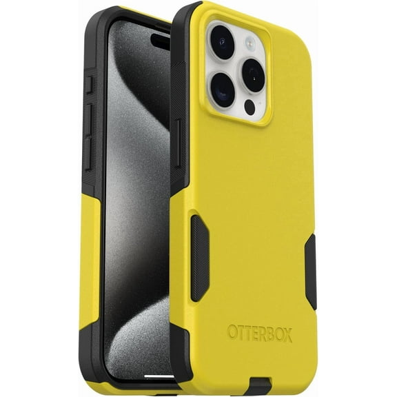 OtterBox iPhone 15 Pro (Only) - Commuter Series Case - Night (Black & Yellow) - Slim & Tough - Pocket-Friendly - with Port Protection - Non-Retail Packaging