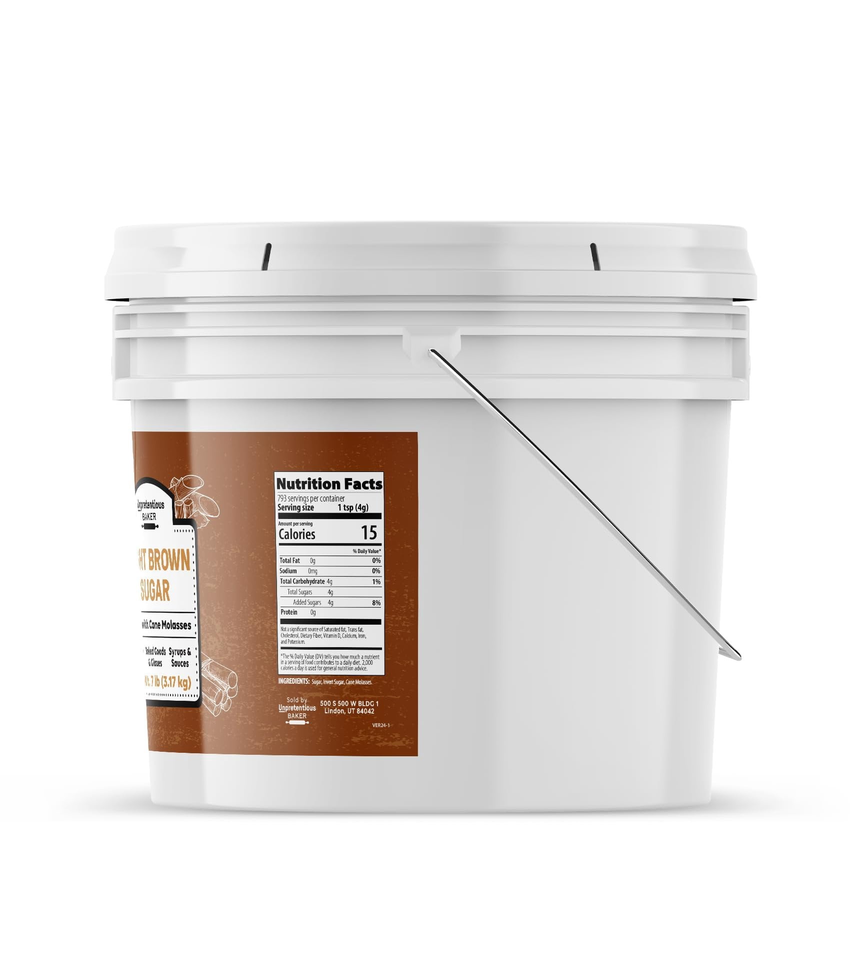 Unpretentious Light Brown Sugar, 1 Gallon, Made With Cane Molasses, Perfect For Desserts, Meat & Fruit