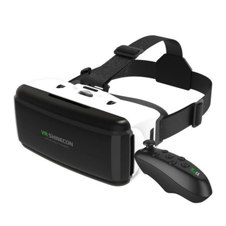 VR Headset for 3D IMAX Movie Video Game, Virtual Reality Goggle W/ Headphone & Remote for IPhone Samsung Galaxy IOS Android Cellphone, White