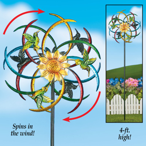 Solar Hummingbirds Colorful Yard Spinner