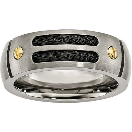 Primal Steel Titanium Grooved Black & Yellow IP-plated 8mm Brushed Band