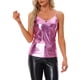 thumbnail image 1 of Camiseta sin mangas metálica para mujer INSPIRE CHIC con tirantes espagueti y espalda descubierta M Rosa, 1 of 6