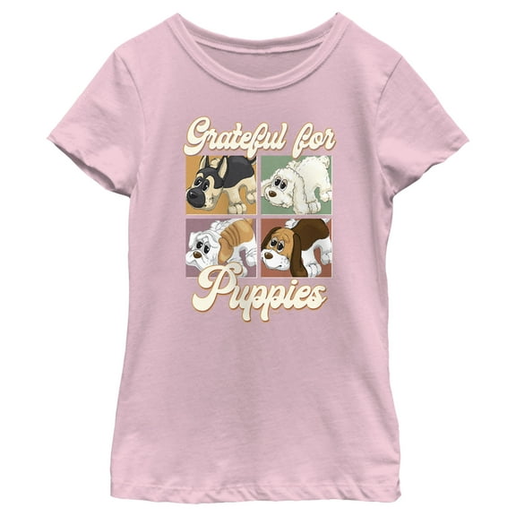 Girl's Pound Puppies Grateful for Puppies  Graphic Tee Light Pink Medium