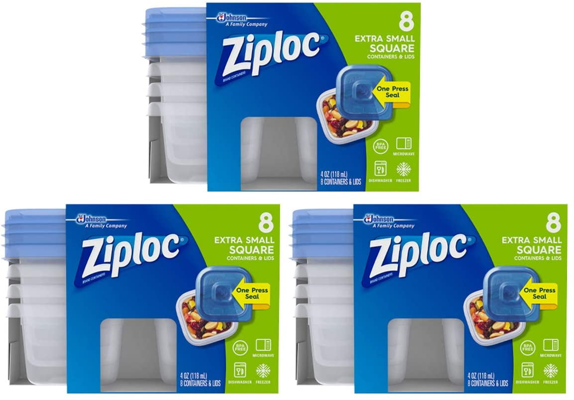 Ziploc Container Extra Small Square Container, 8 CT (Pack - 3)