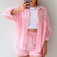 thumbnail image 4 of MKLEKYY Conjunto De Camiseta De Manga Larga Lisa Para Mujer, Pantalones Cortos Con Cordón Y Cintura Alta, Informal, Sin Mangas, 4 of 4