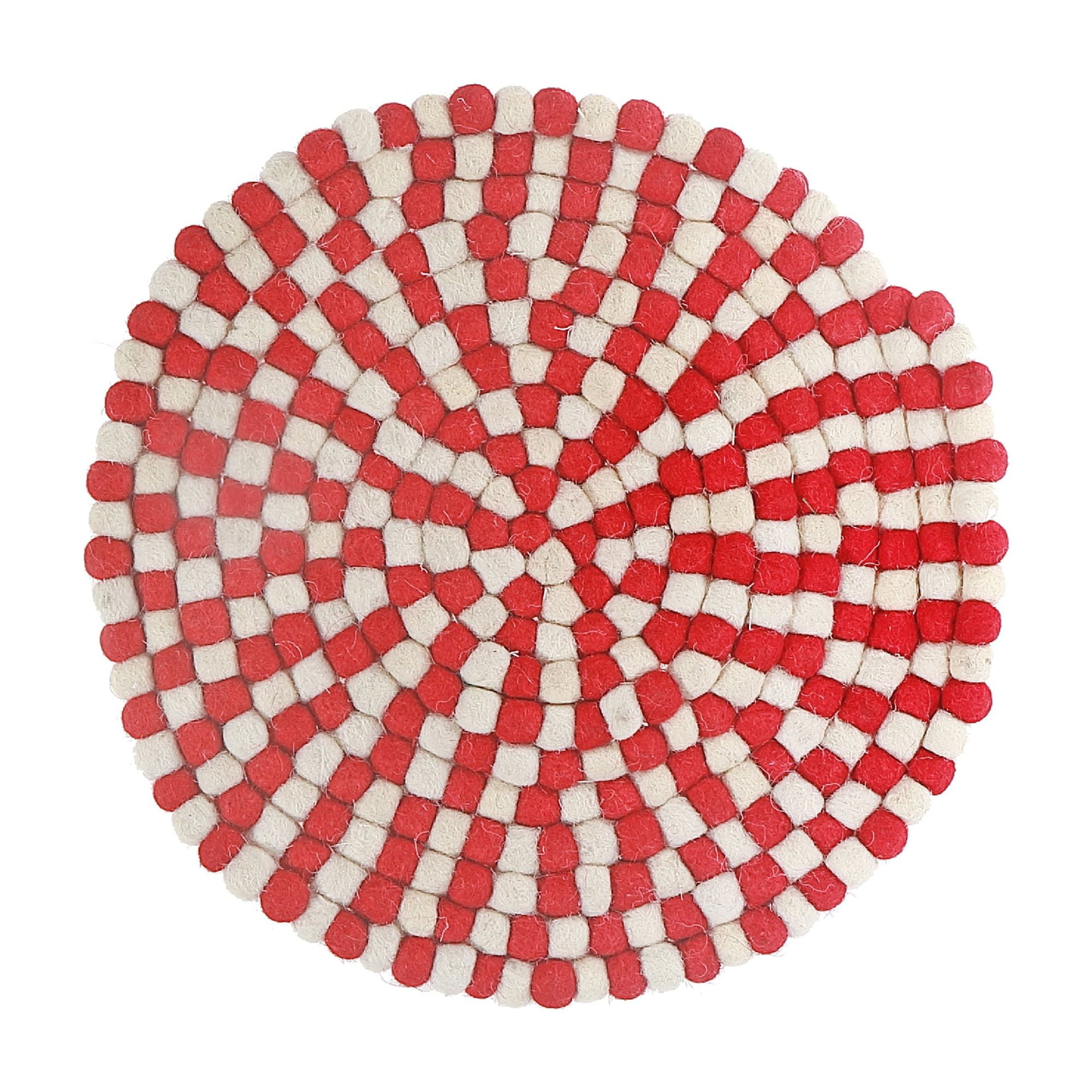 Dessous De Plat Rond En Feutre (Rouge Et Beige)