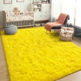 thumbnail image 2 of Homore Cute Fluffy Velvet Carpet Soft Washable Area Rugs for Bedroom/ Living Room Decoration,8'x10',Yellow, 2 of 7