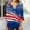 03#Blue, variant on 4th of July Shirts Women American Flag Print Clothes 3/4 Flare Sleeve Tops Pleated Button Front Tunic Tops Patriotic Apparel