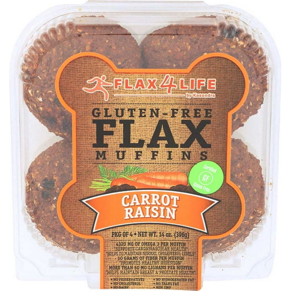 Flax4life Carrot Raisin Muffin, 14 Ounce -- 6 per case.