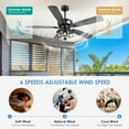 thumbnail image 4 of Phorus 52" Outdoor Ceiling Fan with Light – Wet Rated Waterproof, Rain-Proof, 6-Speed Reversible Motor, Remote Control, Black Modern Fan for Patio, Gazebo, Pergola, Porch, 4 of 8